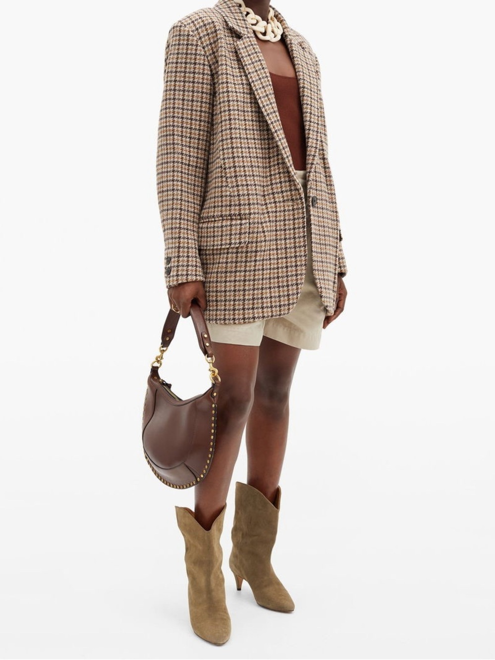 Isabel Marant Étoile Kaito Single-Breasted Houndstooth Wool Blazer Jacket Size 4 - Picture 4 of 13